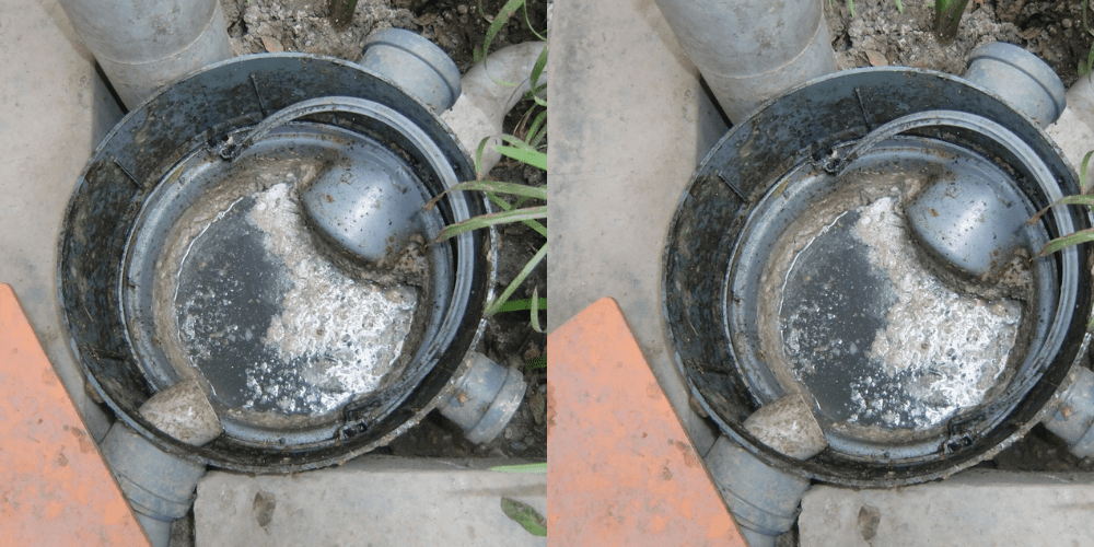 Grease trap in commercial kitchen spots